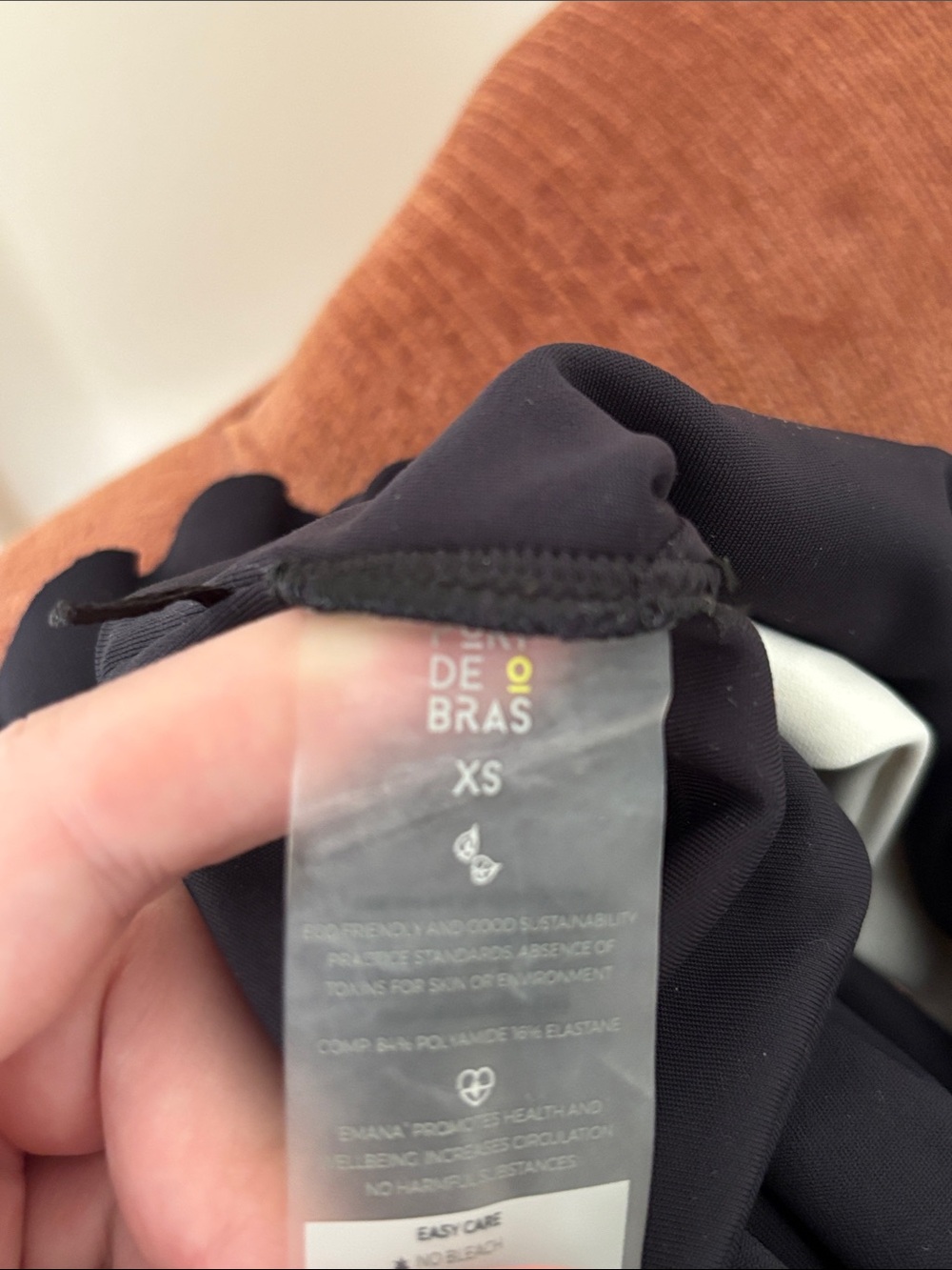 EUC XS Port de Bras Cross Ruffle Crop top black and chantilly sports bra - Picture 7 of 7
